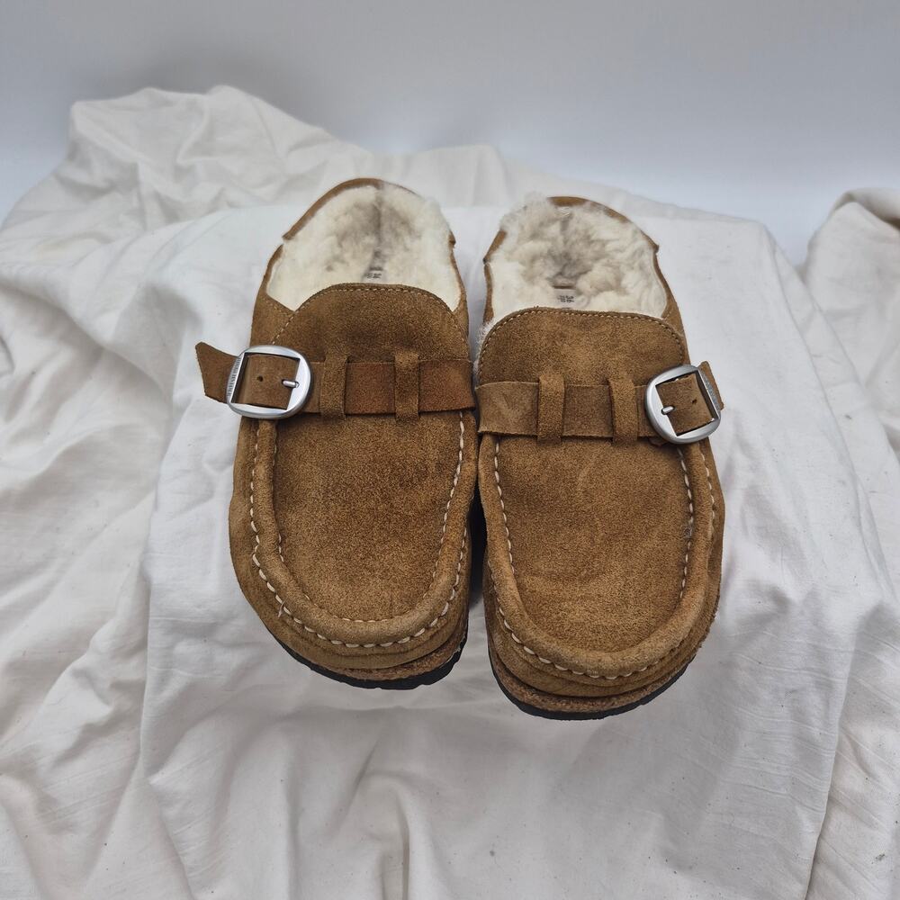 Birkenstock Buckley Shearling clogs Brown suede leather Women's size 36 US 5-5.5